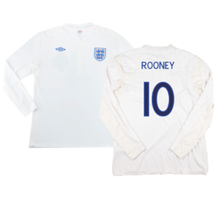 England 2010-11 Long Sleeve Home Shirt(M) (Good) (ROONEY 10)