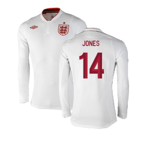 England 2012-13 Long Sleeve Home Shirt (L) (Fair) (Jones 14)