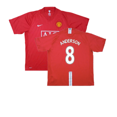 Manchester United 2007-09 Home Shirt (Excellent) (Anderson 8)