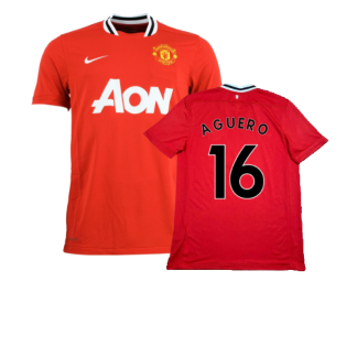 Manchester United 2011-12 Home Shirt (XL) (Aguero 16) (Excellent)