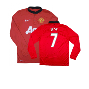 Manchester United 2013-14 Home Long Sleeve Shirt (XL) (Mint)