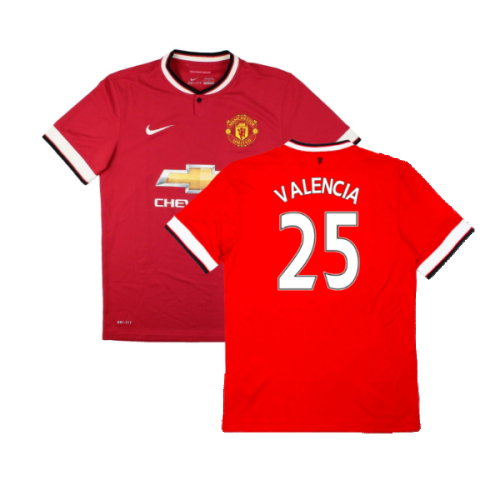 Manchester United 2014-15 Home Football Shirt (L) (Excellent) (Valencia 25)