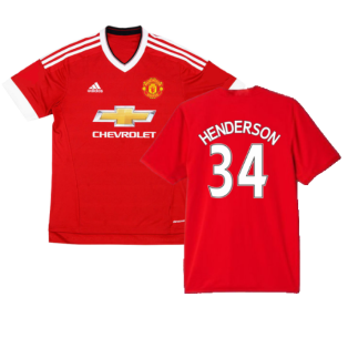 Manchester United 2015-16 Home Shirt (S) (Henderson 34) (Very Good)
