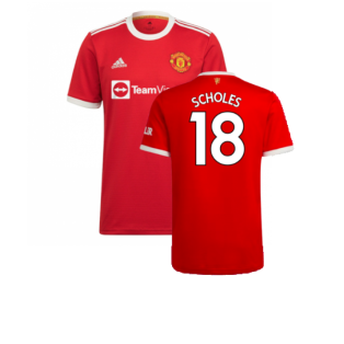 Manchester United 2021-22 Home Shirt (XL) (Good) (SCHOLES 18)