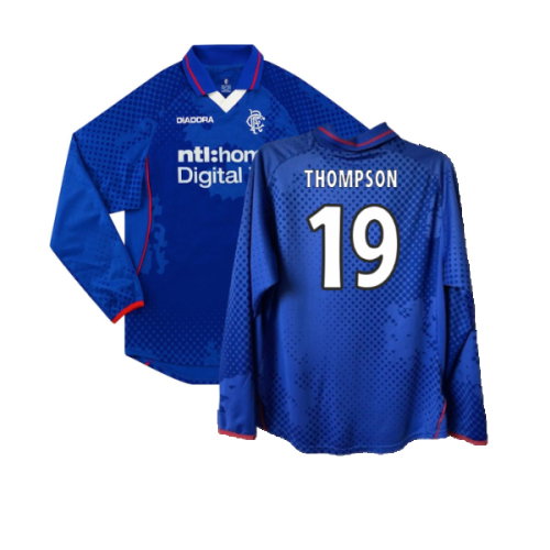 Rangers 2002-2003 Long Sleeved Home Shirt (XL) (Excellent) (Thompson 19)