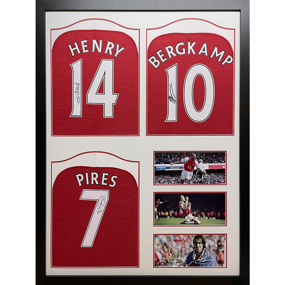 Arsenal FC Henry Bergkamp & Pires Signed Shirt (Trio Framed)