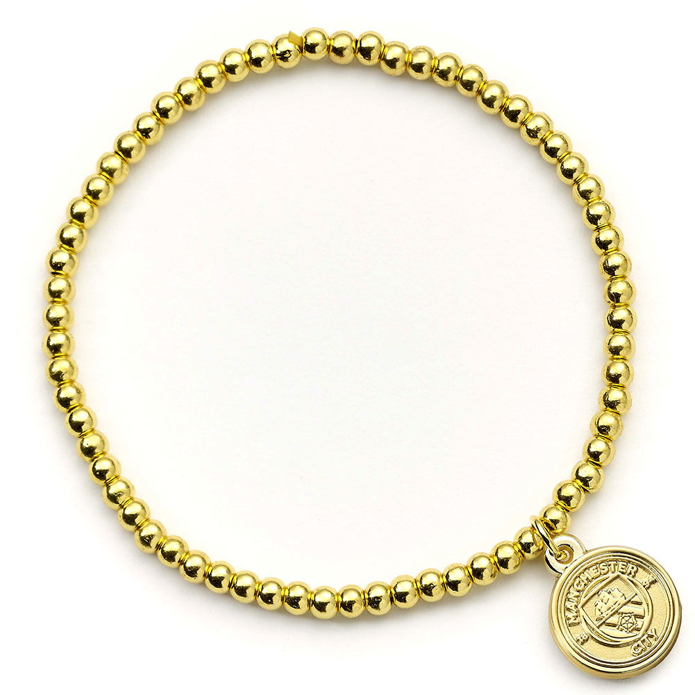 Manchester City FC Gold Finish Bead Bracelet