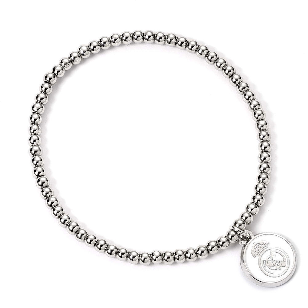 Real Madrid CF Silver Finish Bead Bracelet