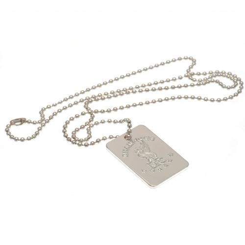 Liverpool FC Champions Of Europe Silver Plated Dog Tag &amp; Chain
