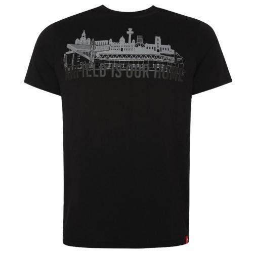 Liverpool FC Anfield Skyline T Shirt Mens Black S