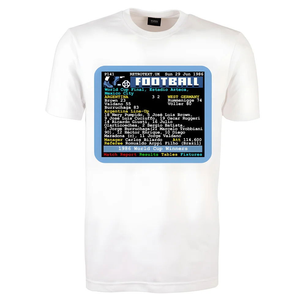 1986 World Cup Final Argentina v West Germany Retrotext T-Shirt