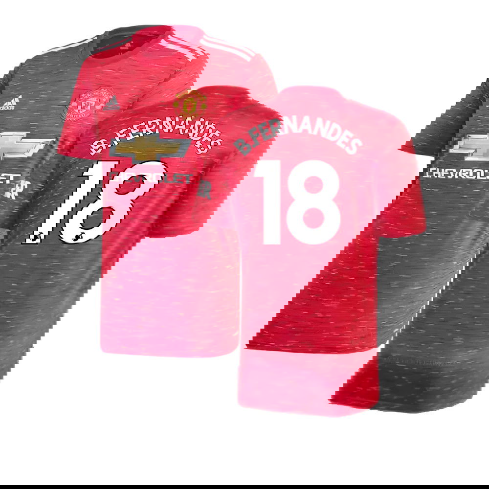 2020-2021 Man Utd Adidas Home Football Shirt (B.FERNANDES 18)