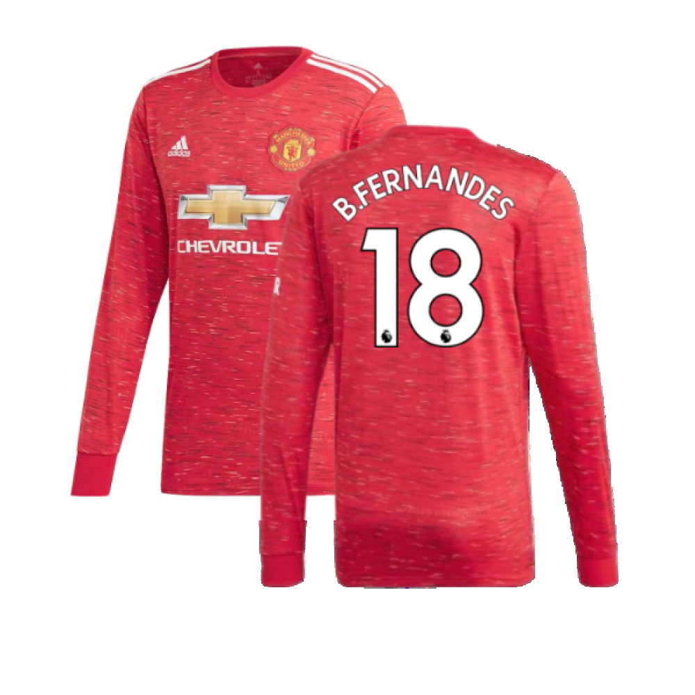 2020-2021 Man Utd Adidas Home Long Sleeve Shirt (B.FERNANDES 18)