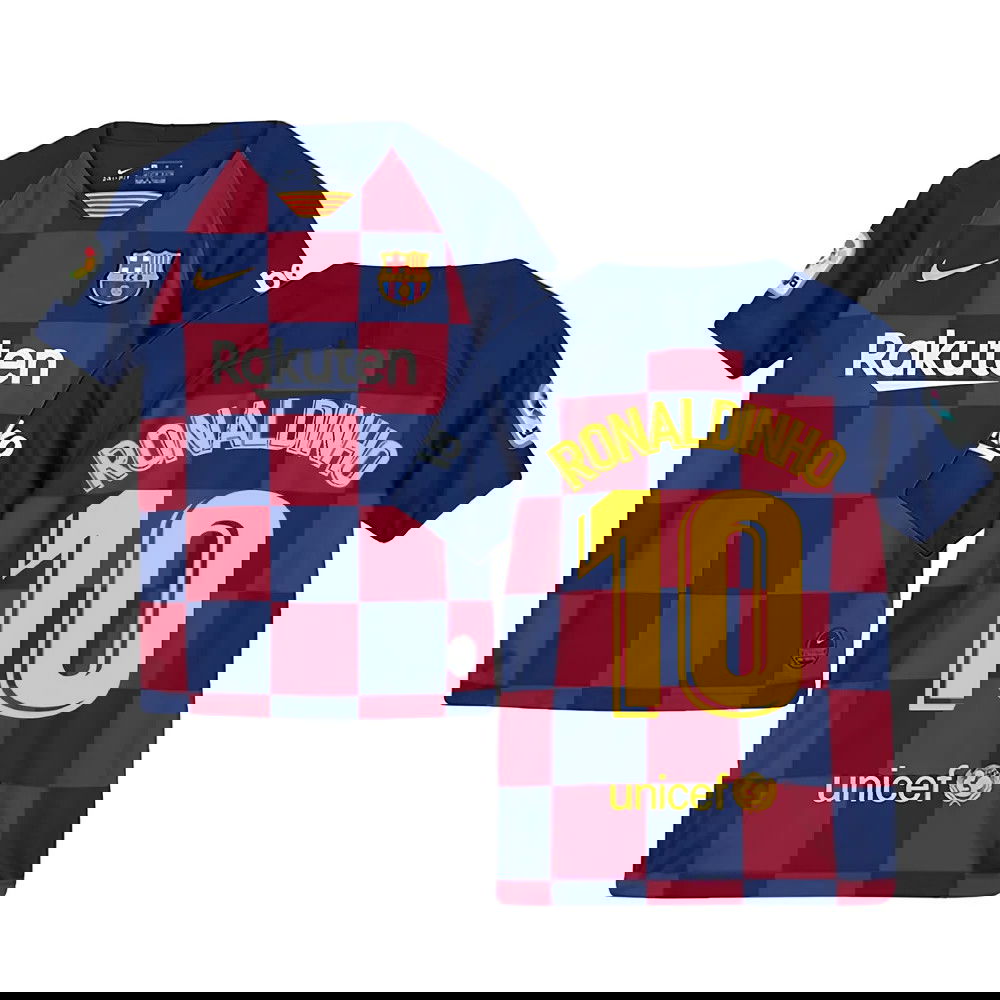 2019-2020 Barcelona Home Nike Shirt (Kids) (RONALDINHO 10)