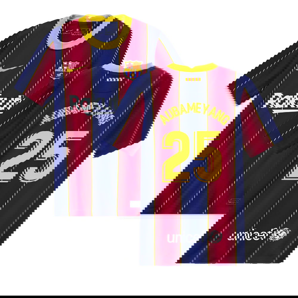 2020-2021 Barcelona Home Jersey (Kids) (AUBAMEYANG 25)