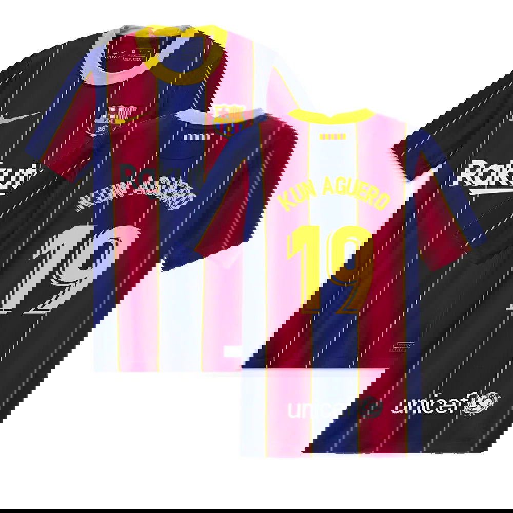 2020-2021 Barcelona Home Jersey (Kids) (KUN AGUERO 19)