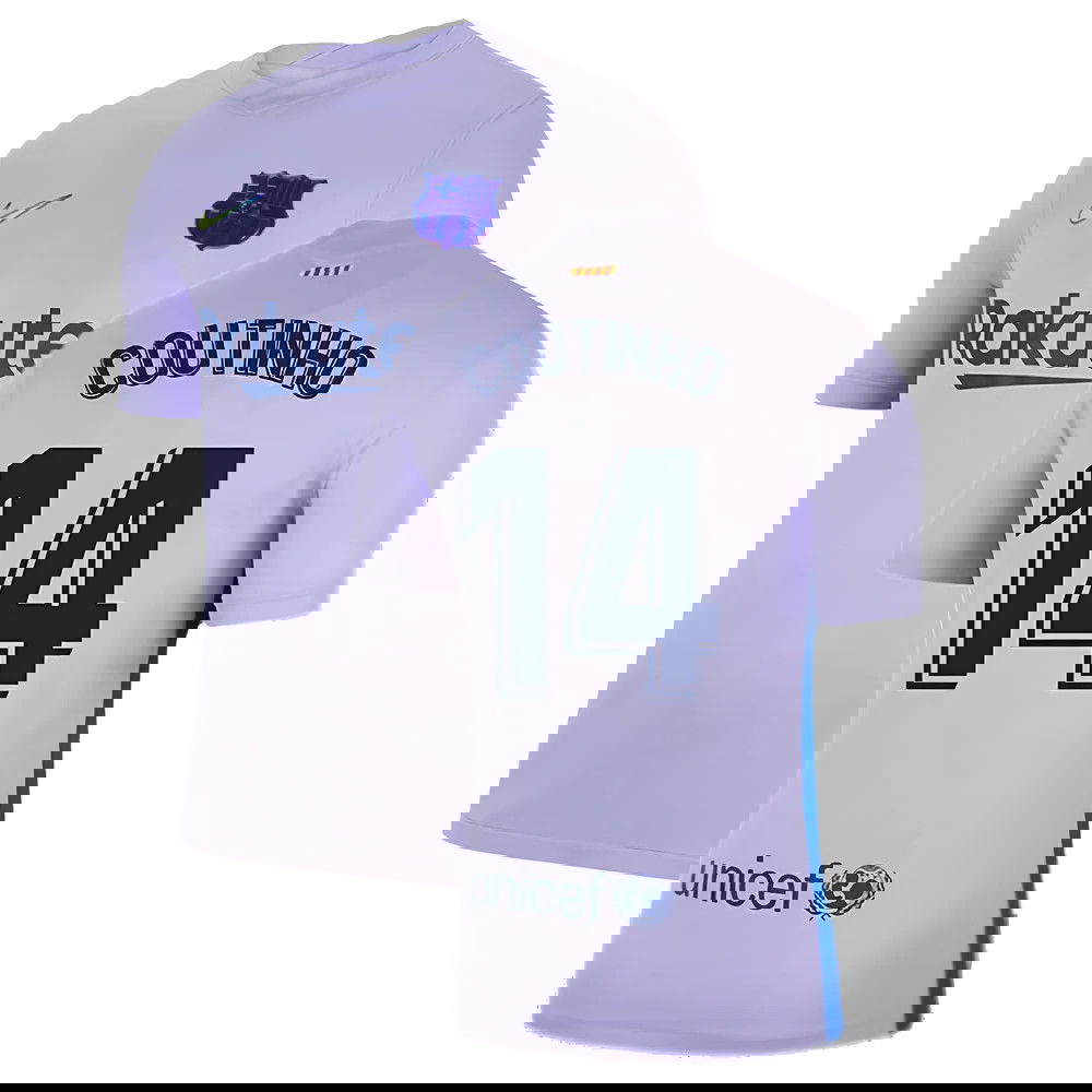 2021-2022 Barcelona Away Shirt (Kids) (COUTINHO 14)