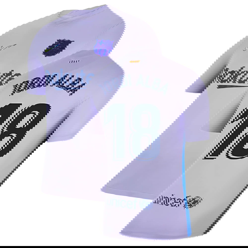 2021-2022 Barcelona Away Shirt (Kids) (JORDI ALBA 18)