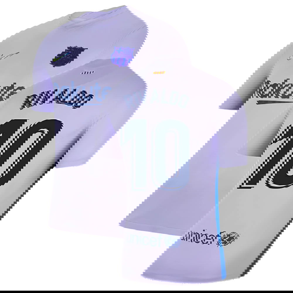 2021-2022 Barcelona Away Shirt (Kids) (RIVALDO 10)