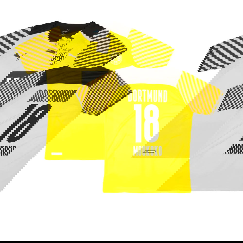 2021-2022 Borussia Dortmund Player Issue Home Shirt (MOUKOKO 18)