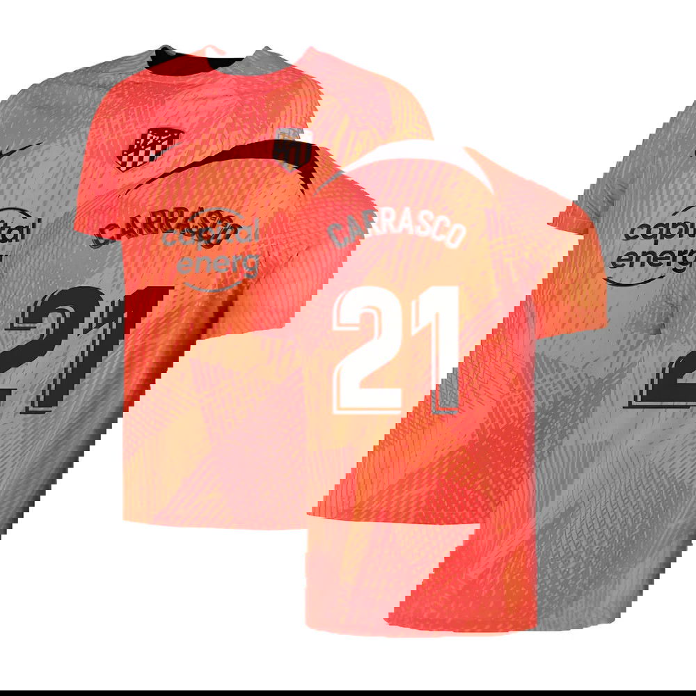 2022-2023 Atletico Madrid Pre-Match Training Shirt (Laser Crimson) (CARRASCO 21)