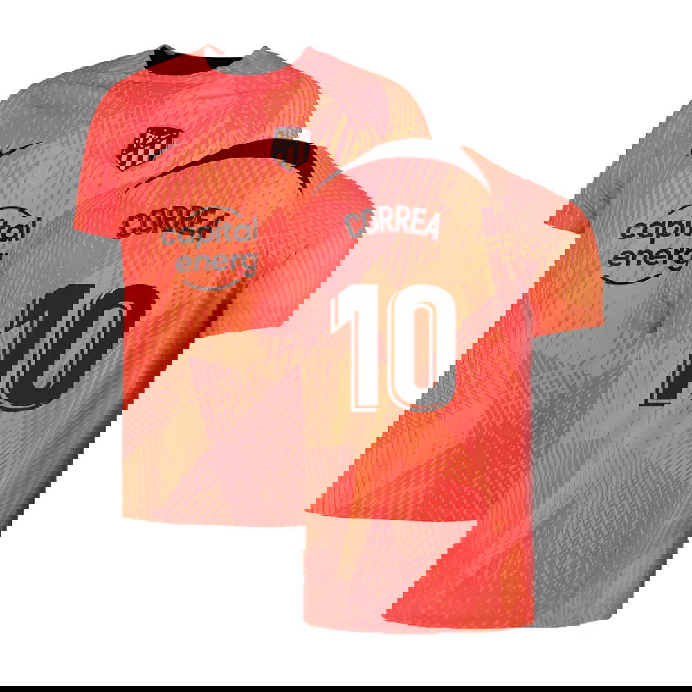 2022-2023 Atletico Madrid Pre-Match Training Shirt (Laser Crimson) (CORREA 10)