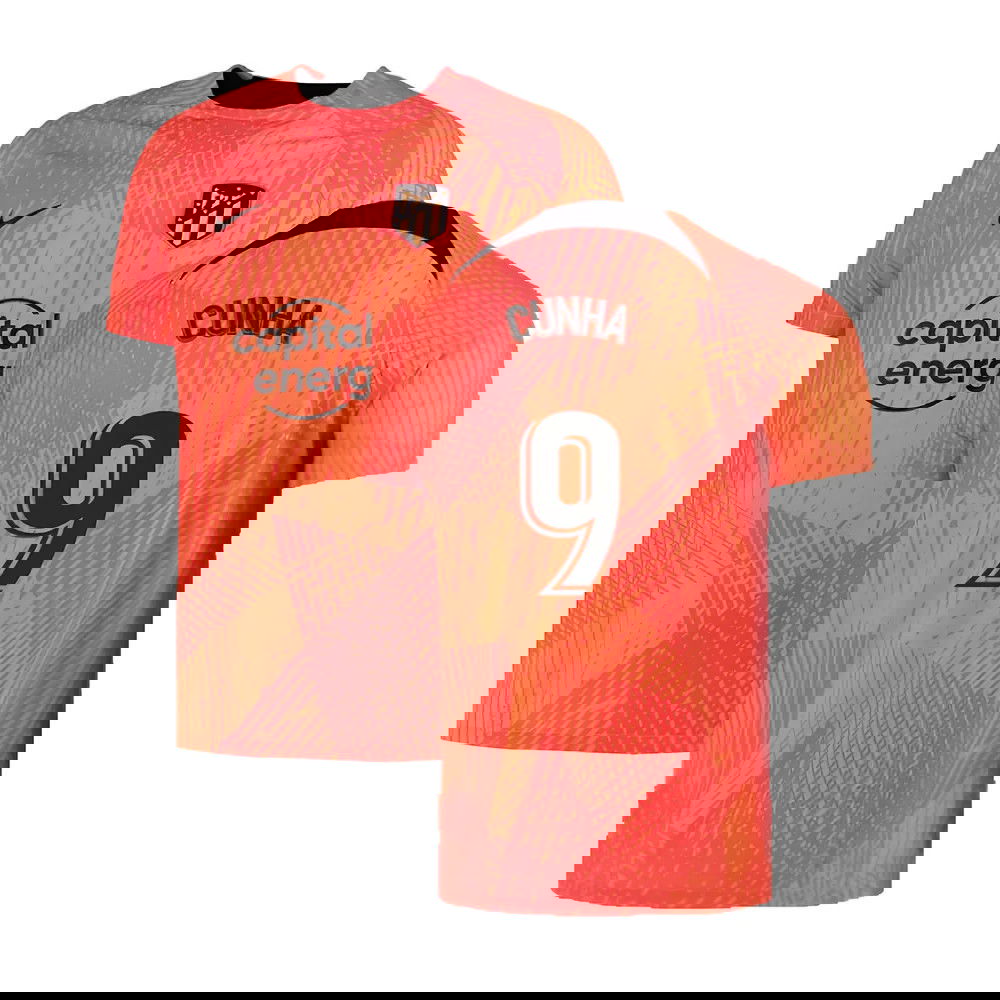 2022-2023 Atletico Madrid Pre-Match Training Shirt (Laser Crimson) (CUNHA 9)