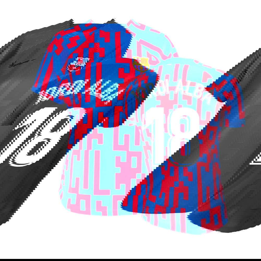 2022-2023 Barcelona Pre-Match Training Shirt (Blue) - Ladies (JORDI ALBA 18)