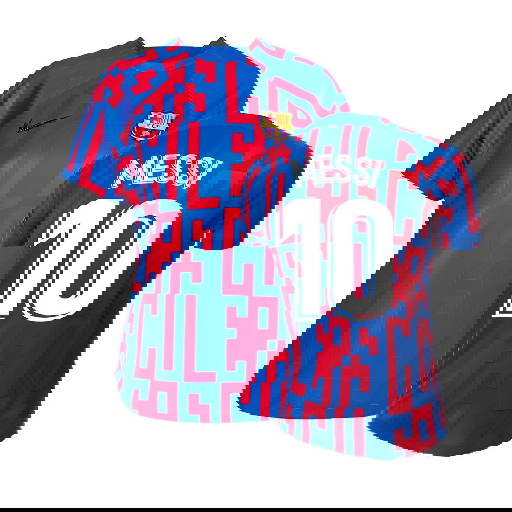 2022-2023 Barcelona Pre-Match Training Shirt (Blue) - Ladies (MESSI 10)