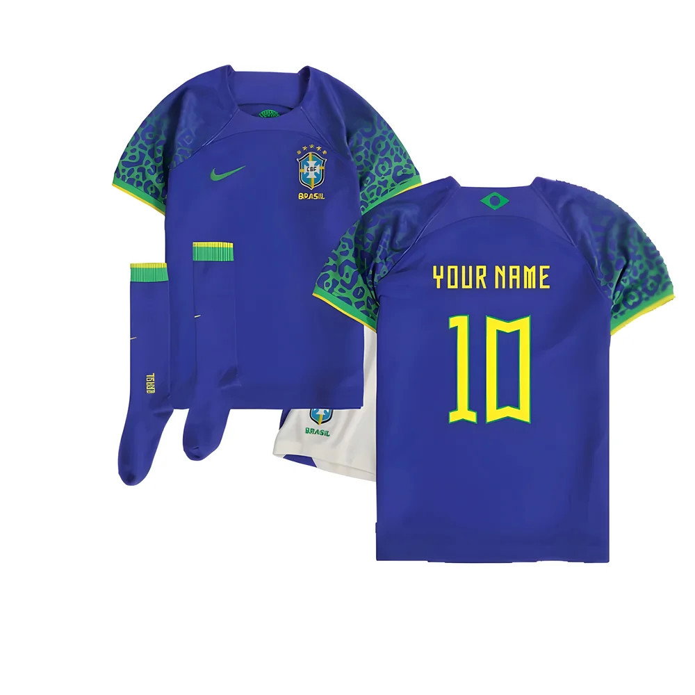 2022-2023 Brazil Away Little Boys Mini Kit (Your Name)