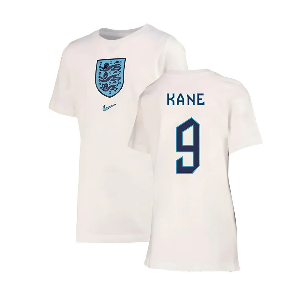 2022-2023 England Crest Tee (White) - Kids (Kane 9)