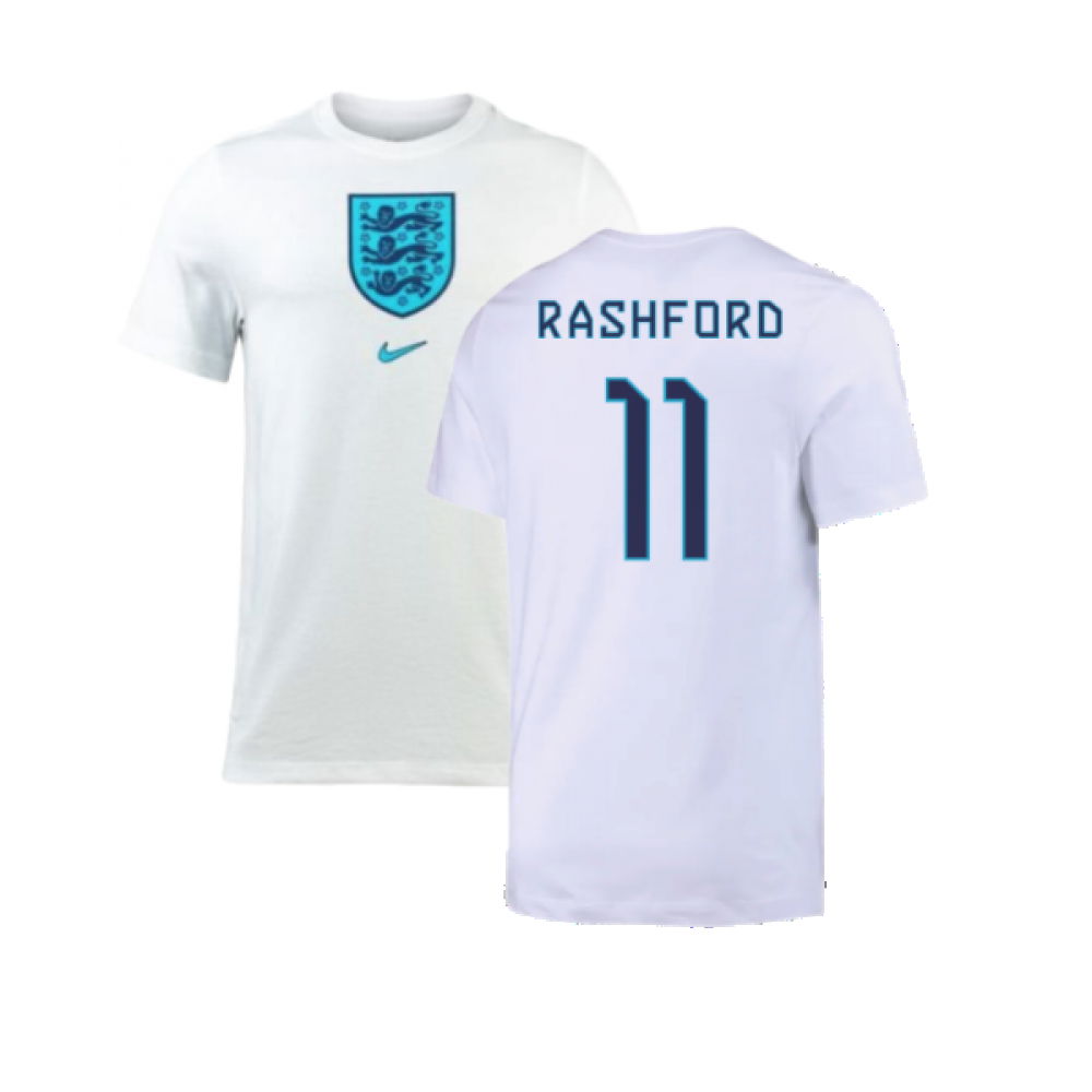 2022-2023 England Crest Tee (White) (Rashford 11)