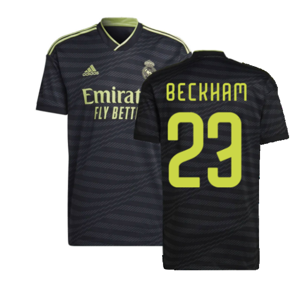 Real Madrid Men's Adidas Black 2022-2023 Third Shirt (Beckham 23)