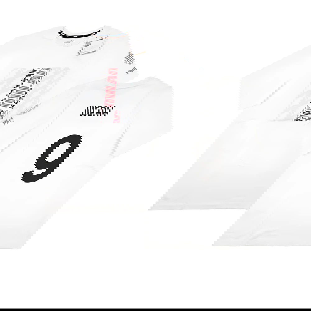 2023-2024 AC Milan FtblCore Graphic Tee (Grey) (Weah 9)