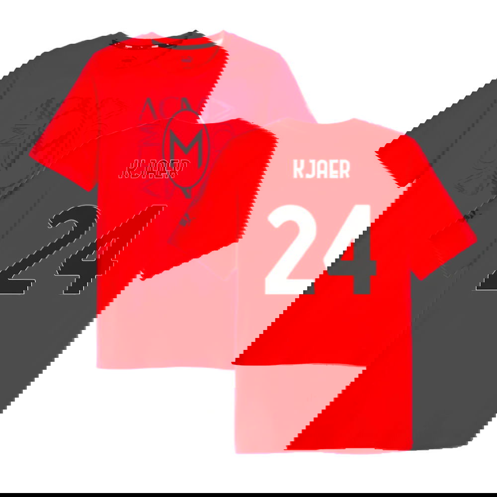 2023-2024 AC Milan FtblCore Graphic Tee (Red) (Kjaer 24)