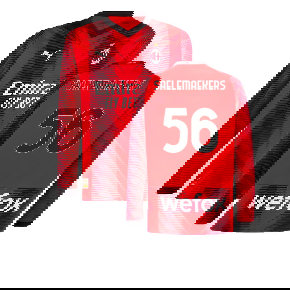 2023-2024 AC Milan Long Sleeve Home Shirt (Saelemaekers 56)