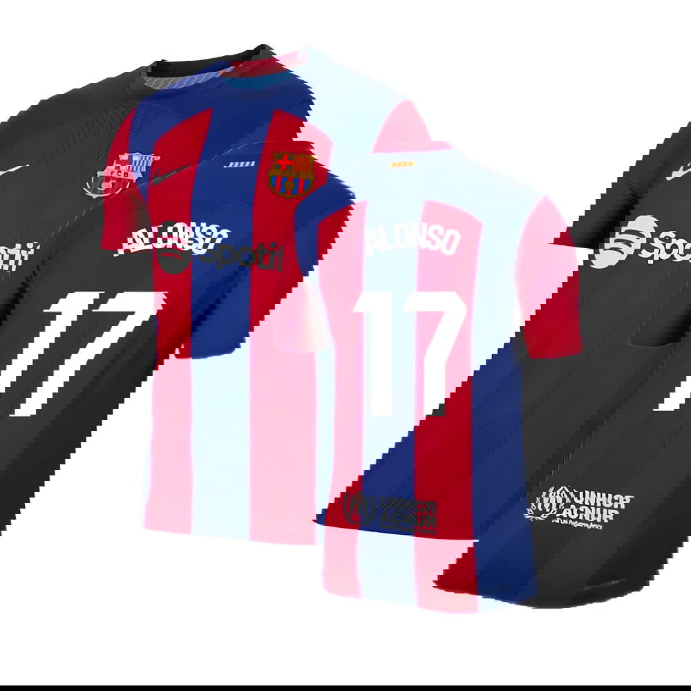 2023-2024 Barcelona Authentic Home Shirt (Alonso 17)