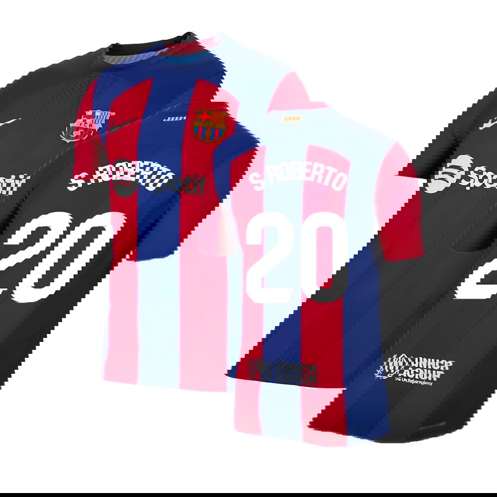 2023-2024 Barcelona Authentic Home Shirt (S Roberto 20)