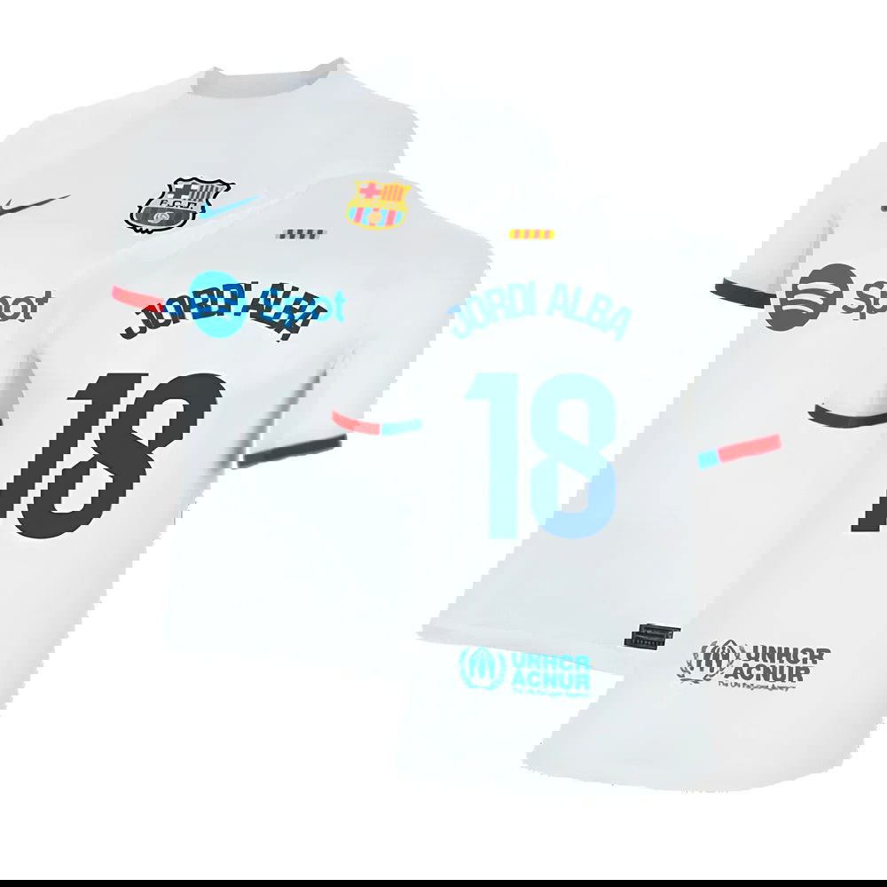 2023-2024 Barcelona Away Shirt (Kids) (Jordi Alba 18)