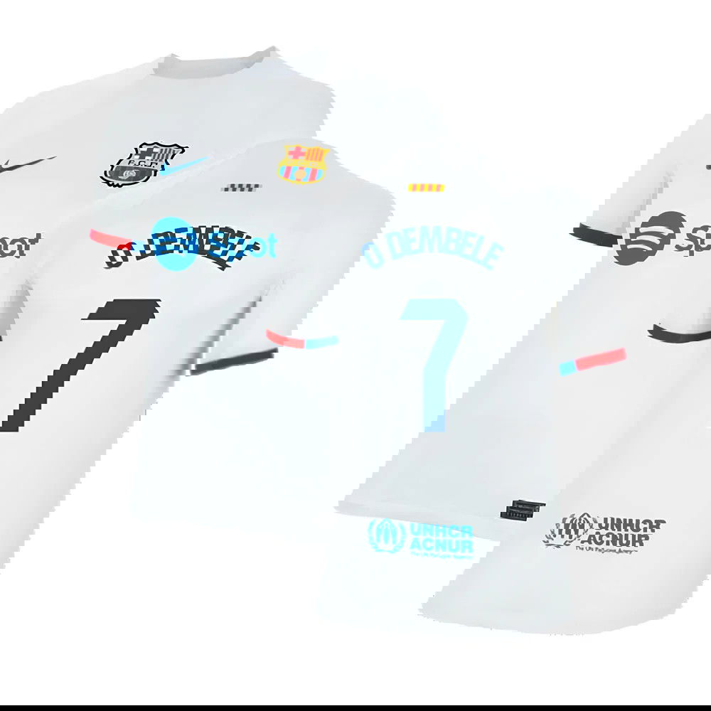 2023-2024 Barcelona Away Shirt (Kids) (O Dembele 7)