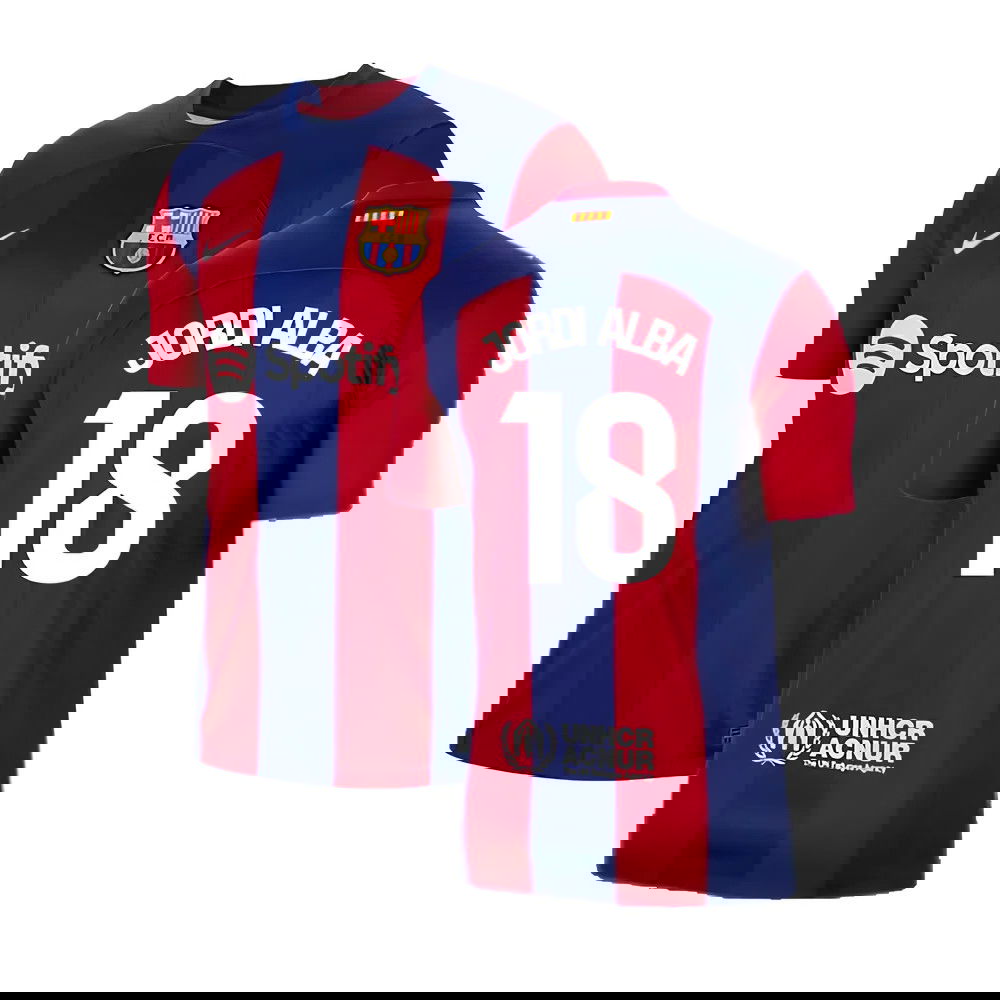 2023-2024 Barcelona Home Shirt (Jordi Alba 18)