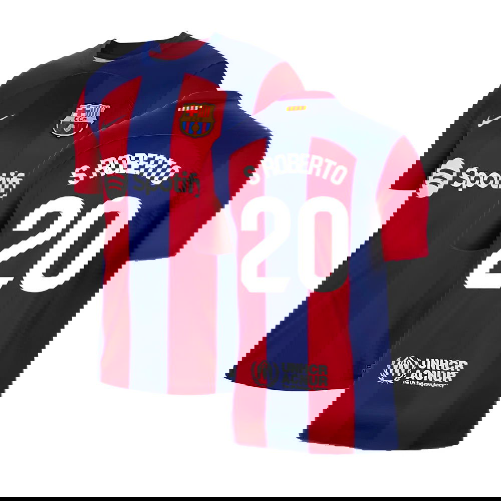 2023-2024 Barcelona Home Shirt (S Roberto 20)