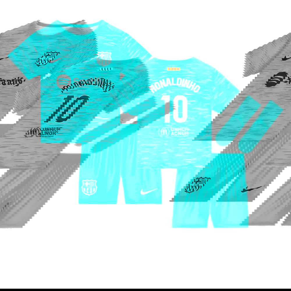 2023-2024 Barcelona Infants Baby Third Kit (Ronaldinho 10)