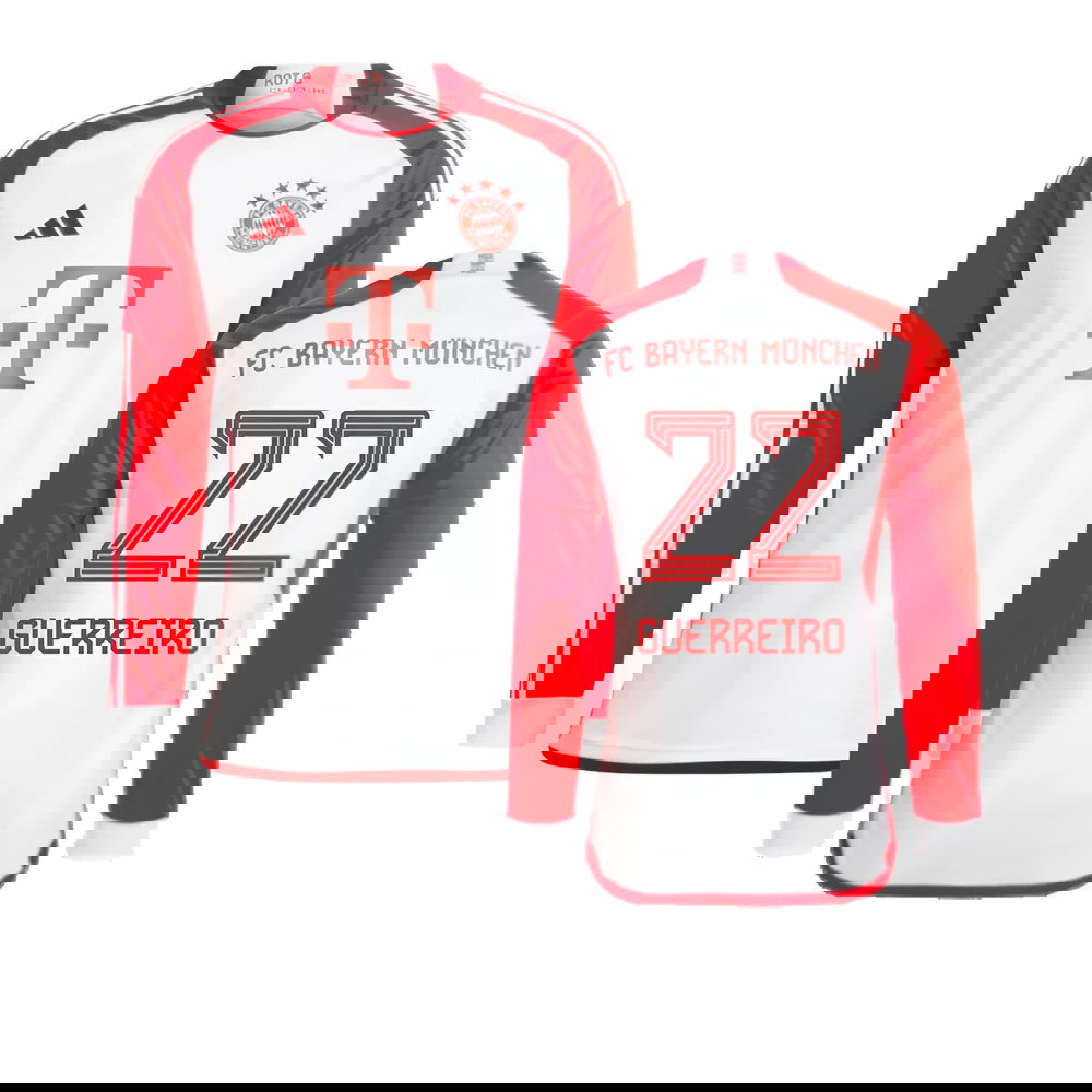 2023-2024 Bayern Munich Long Sleeve Home Shirt (Kids) (Guerreiro 22)