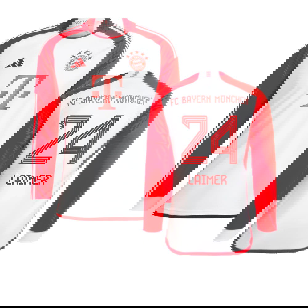 2023-2024 Bayern Munich Long Sleeve Home Shirt (Kids) (Laimer 24)