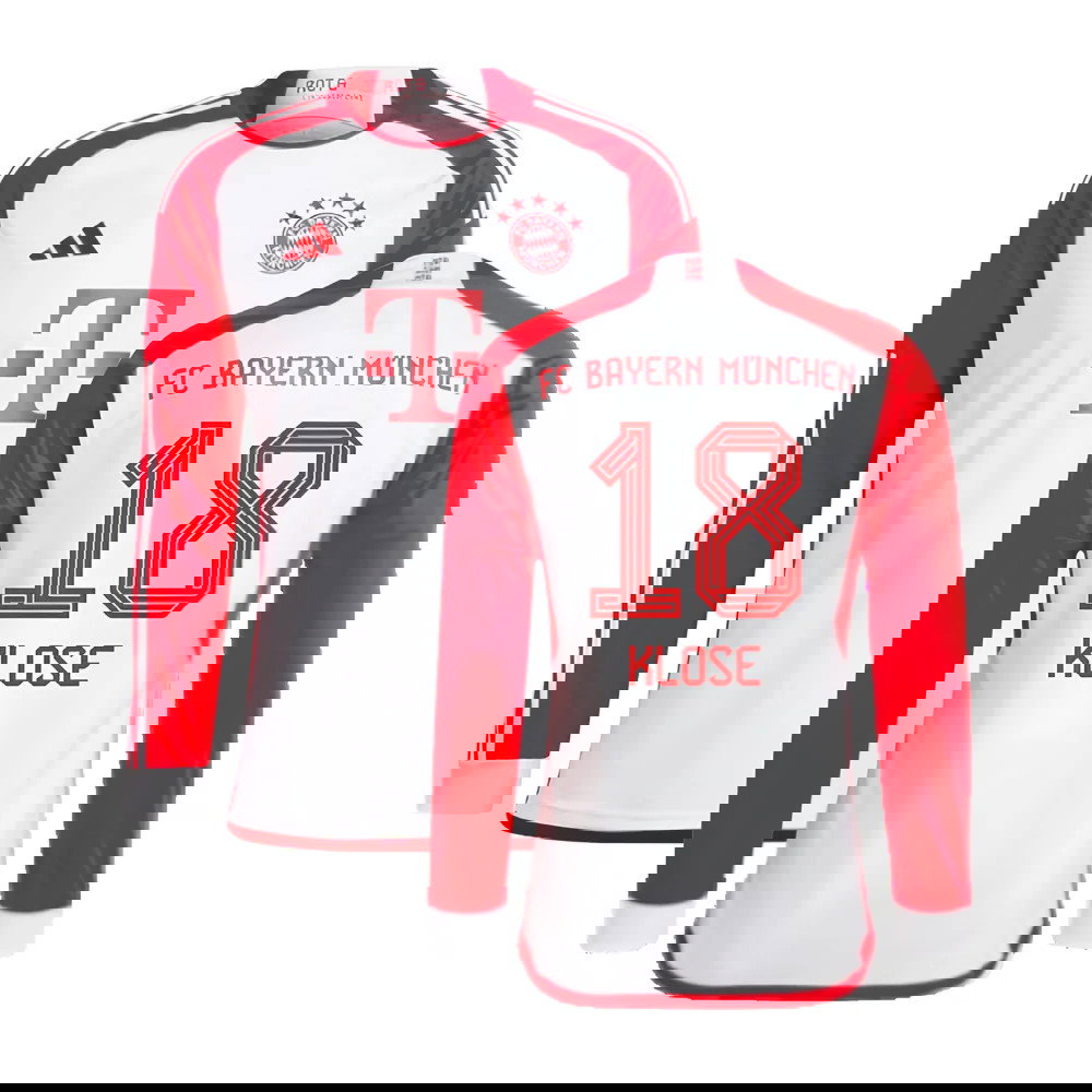 2023-2024 Bayern Munich Long Sleeve Home Shirt (Klose 18)