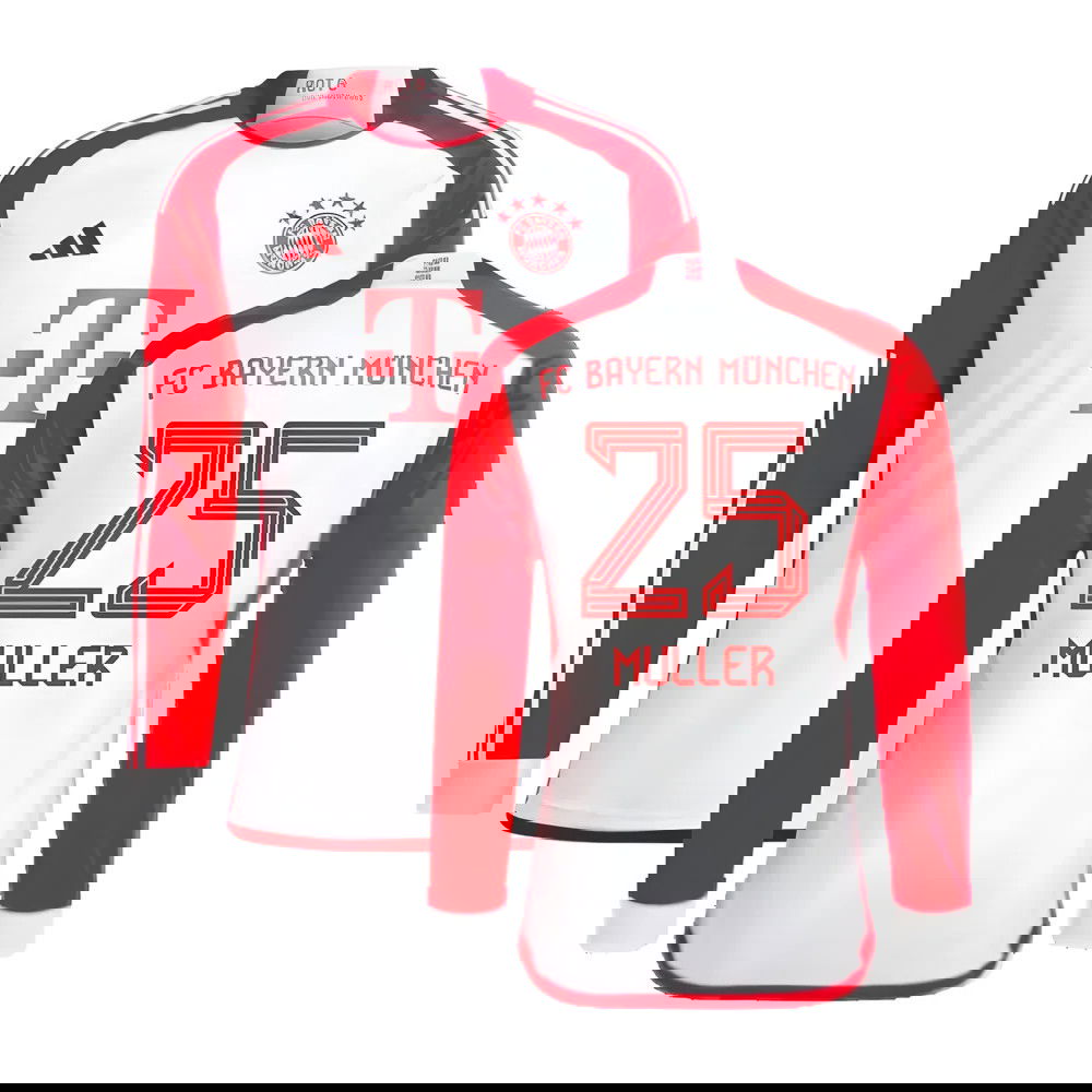 2023-2024 Bayern Munich Long Sleeve Home Shirt (Muller 25)