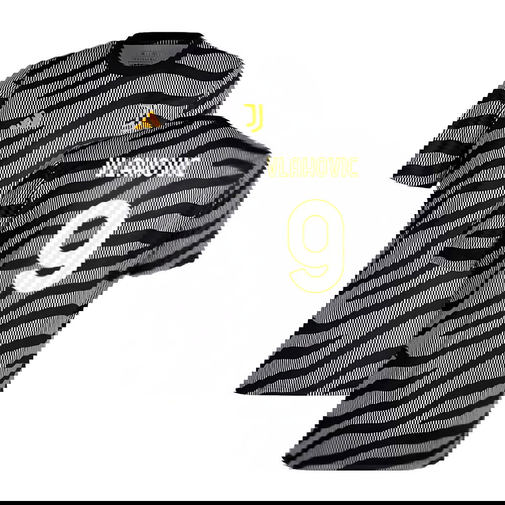 2023-2024 Juventus Pre-Match Shirt (Black) (VLAHOVIC 9)