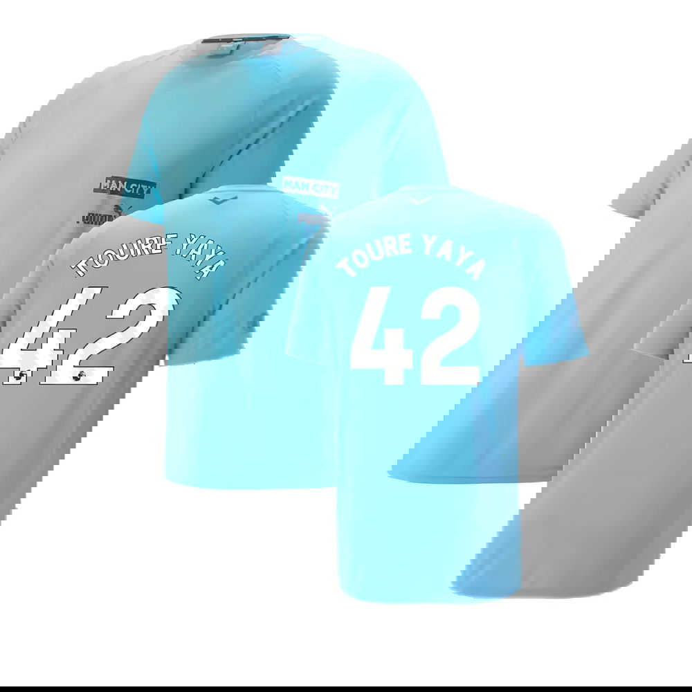 2023-2024 Man City Casuals Tee (Blue Wash) - Kids (TOURE YAYA 42)