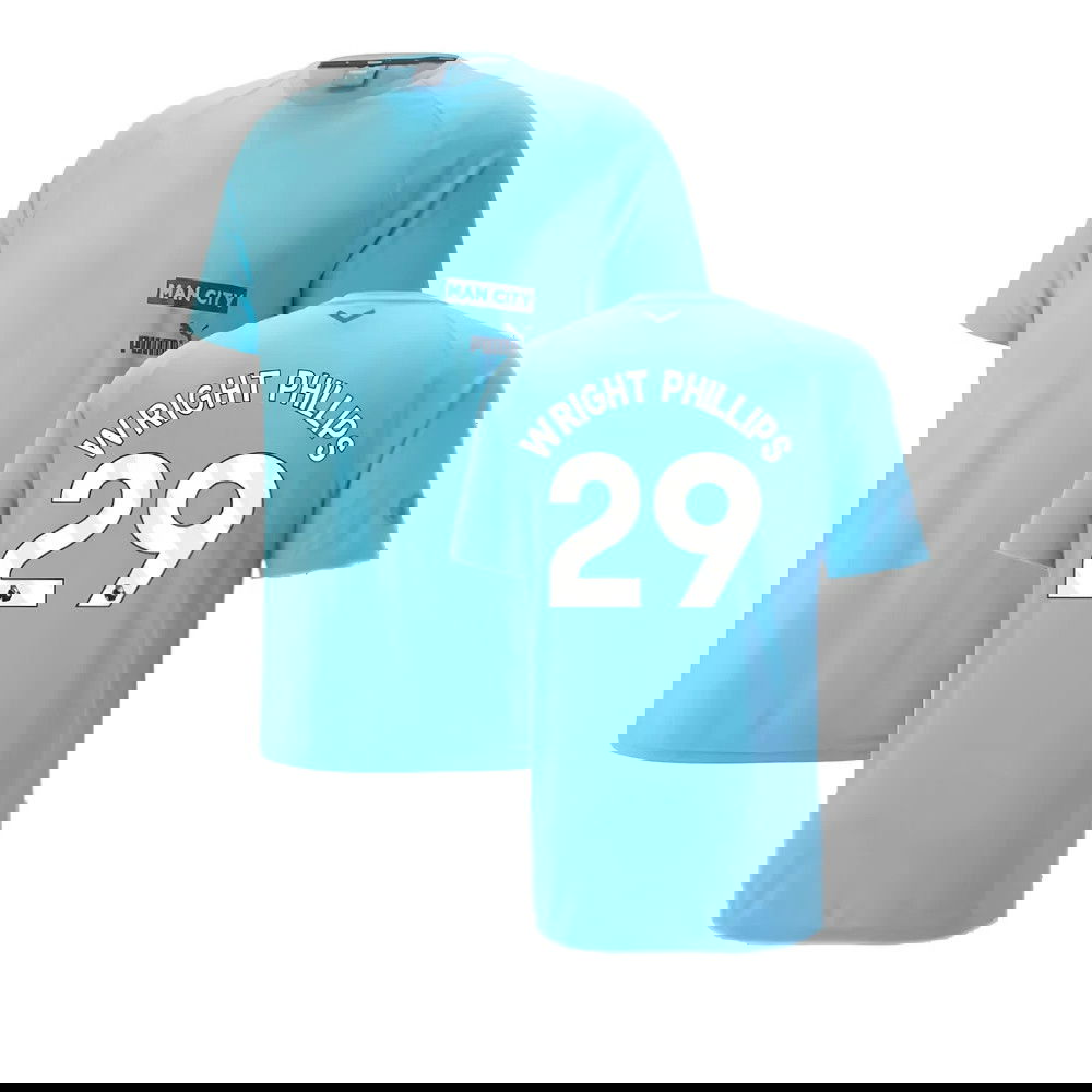 2023-2024 Man City Casuals Tee (Blue Wash) - Kids (WRIGHT PHILLIPS 29)